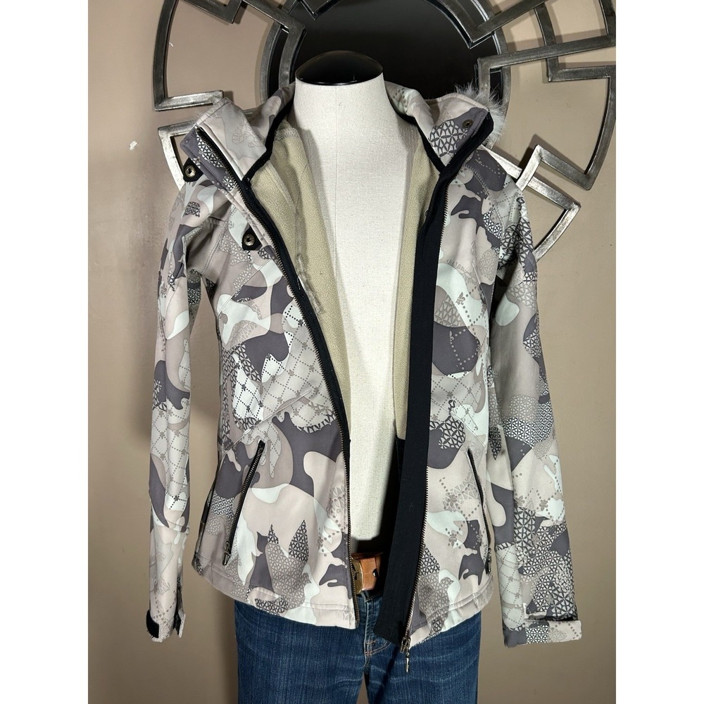 TRIPLE NICKEL 555 Gray Warm SOFT SHELL CAMO SKI JACKET Snowboard Coat Women's M - Picture 7 of 11